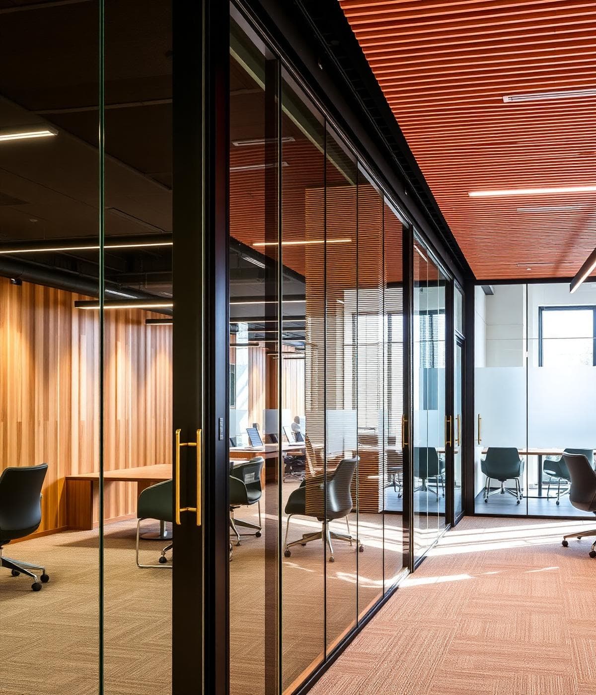 Corporate office fit-out with glass partitions